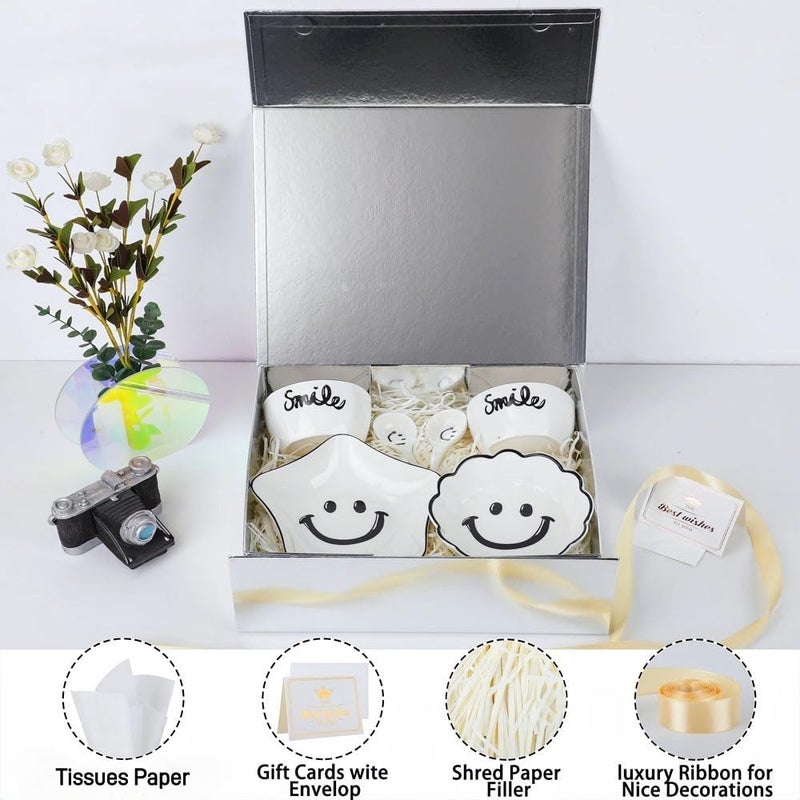 UoeRing 2 Pack Silver Gift Box Large 13.5x11.8x4.7 inch Luxury Gift Box for Presents with Magnetic Closure Lid Collapsible,Birthday,Contains Card, Ribbon, Tissue Paper,Shredded Paper Filler - Image 3